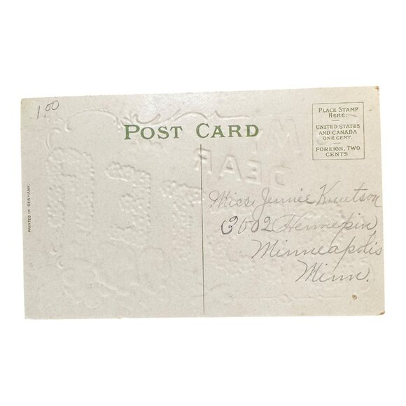 Antique Embossed Postcard "To My Dear Sister" Floral Design Early 1900s Vintage - Picture 2 of 2